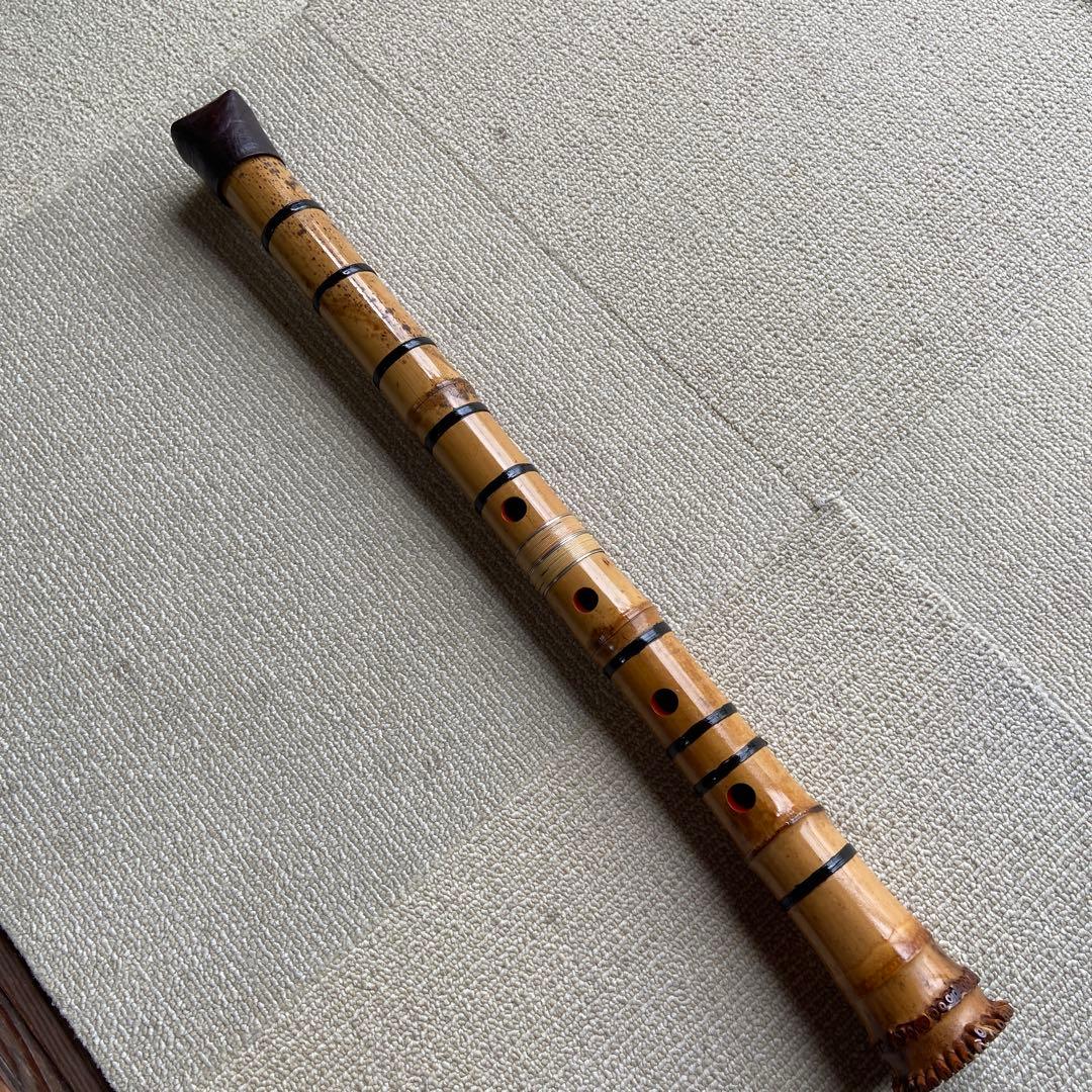 238⭐️尺八真山銘　一尺八寸管金唄口　眞山銘ニ印