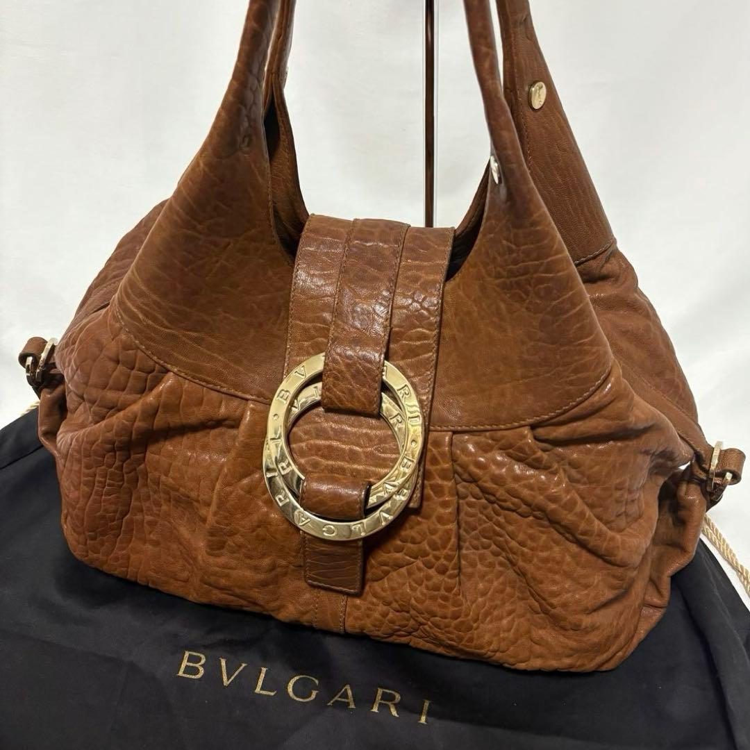 BVLGARI チャンドラ ハンドバッグ トートバック ブラウン 本革 保存袋付