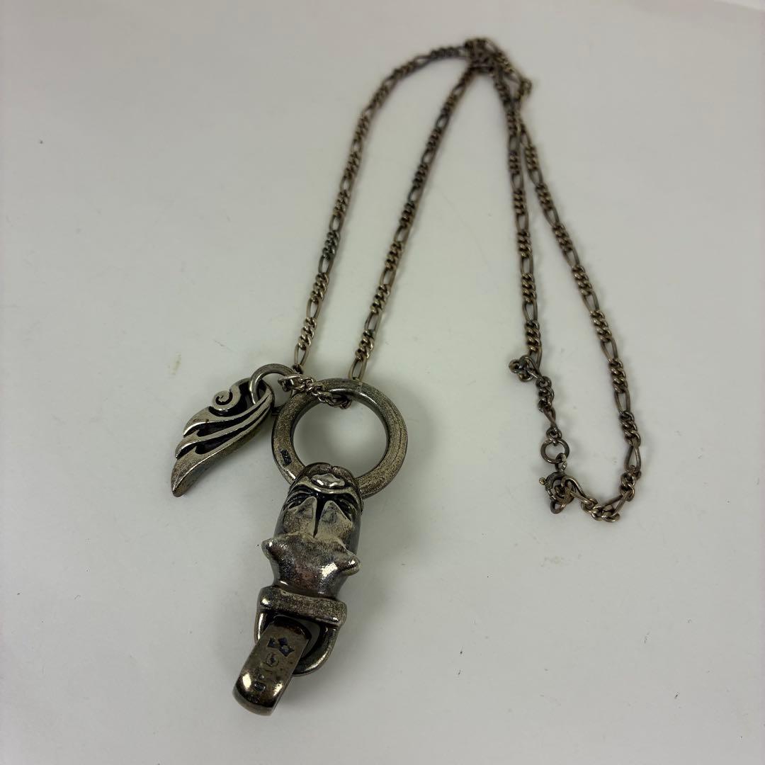 シルバーネックレス　ブルドッグ　フェザー　約52g　アクセサリー【中古】