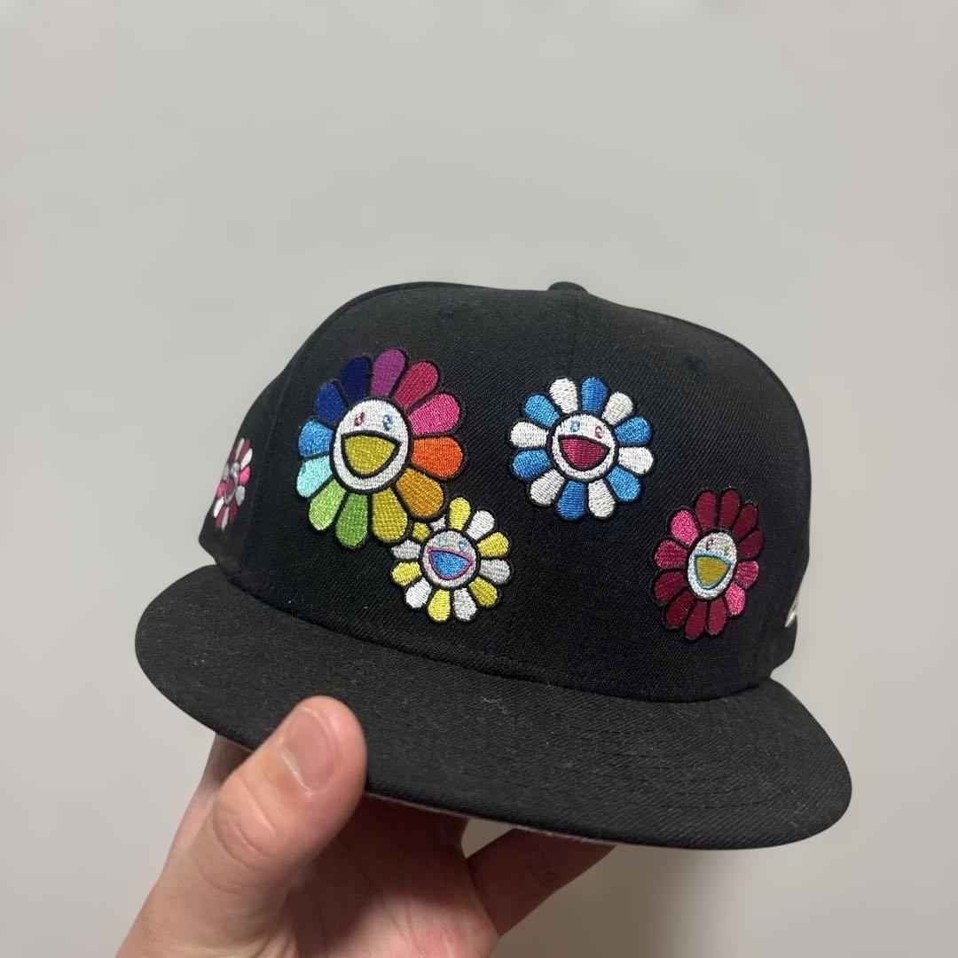 カラフル花刺繍 ブラックキャップ 7 1/4 値段交渉可超美品村上隆✖️ニューエラ