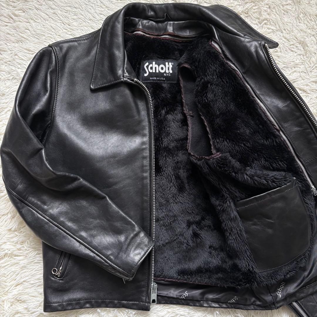 schott 642 レザージャケット　シングルライダース　USA製 40 黒 美品✨schott 642 レザージャケット シングルライダース 牛革 40 黒