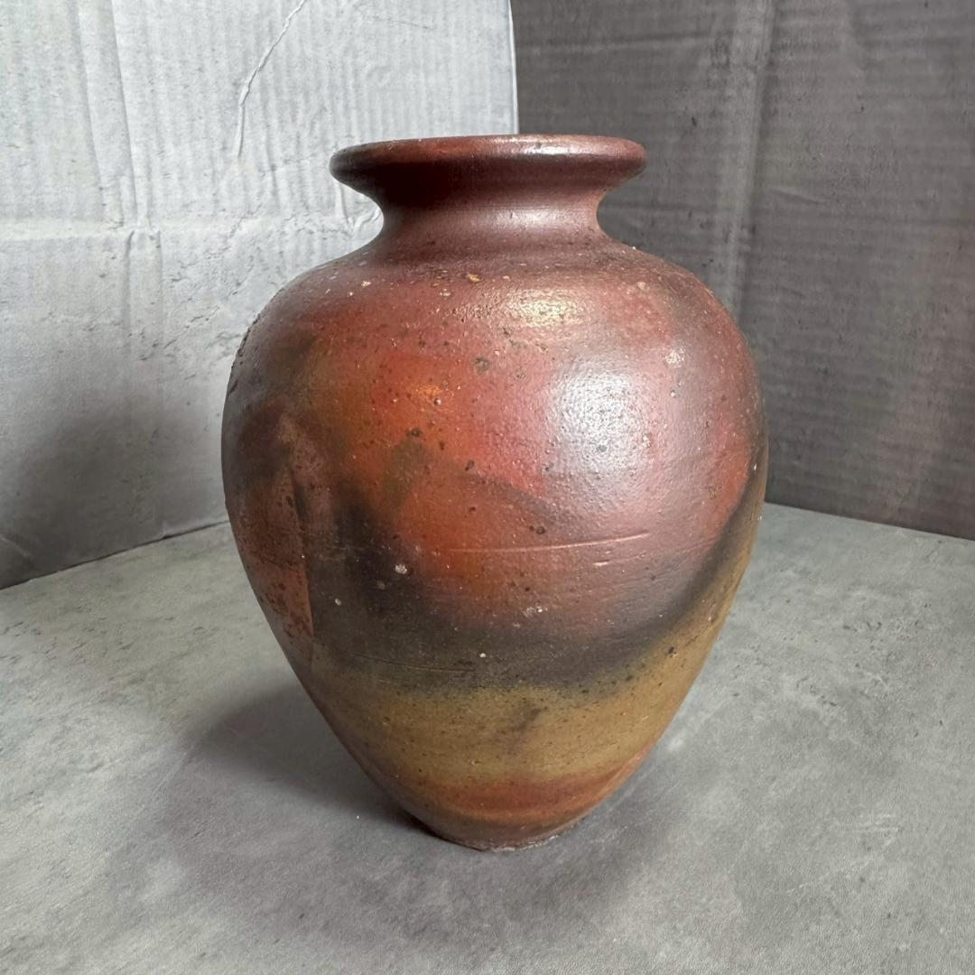 【備前焼】清水千代市 作 丹波花瓶 共箱付き 信楽焼風 花器 一点物