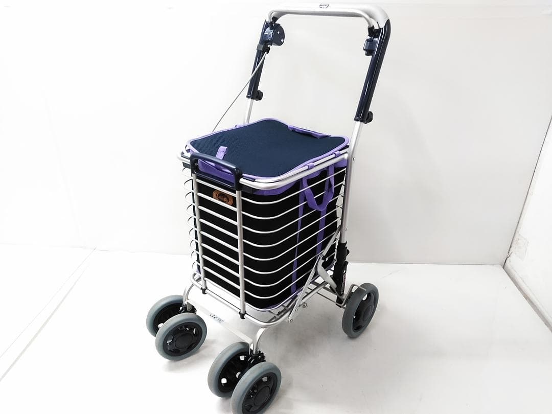ユーバ産業 ショッピングカート シルバーカー アルミワイヤーカート□