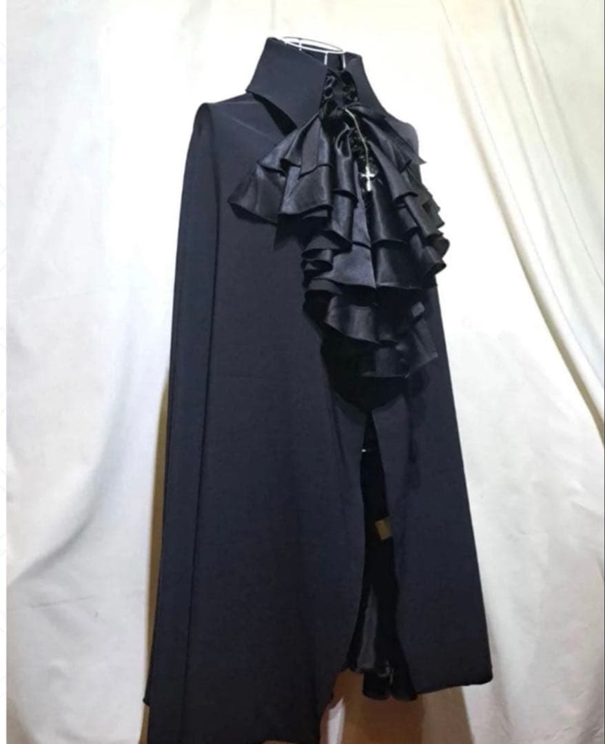 月*原様 [MARBLE] ボリュームタイ付きロングマント：紺×黒 ゴスロリ