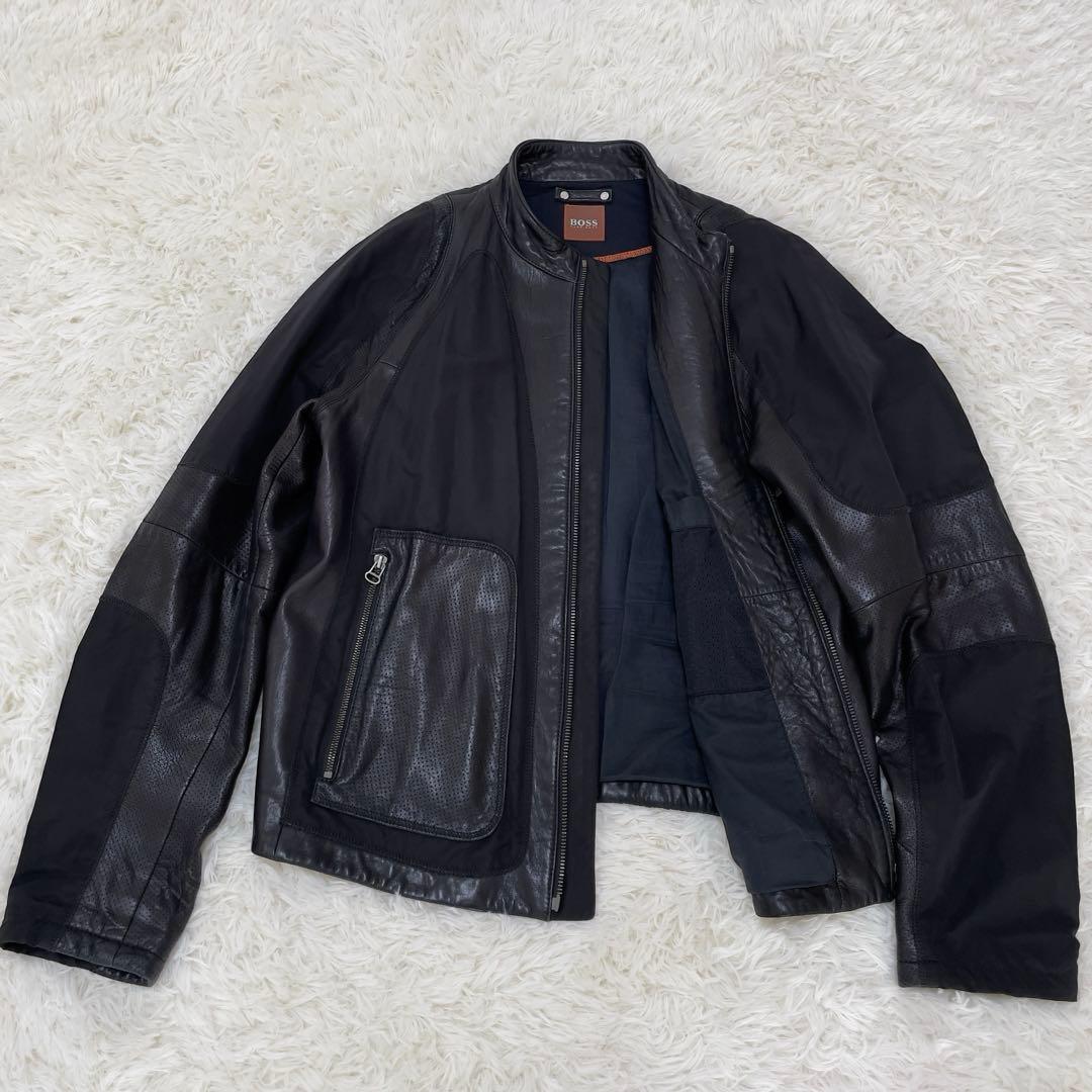HUGO BOSS レザージャケット 羊革 黒 52サイズ HUGO BOSS(ヒューゴボス) レザージャケット ブラック サイズ 48