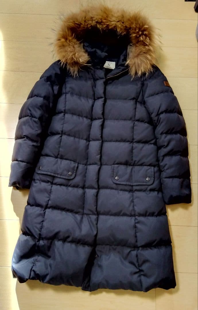 週末限定お値下げ☆AIGLEファー付きネイビーキルティングダウンコート М