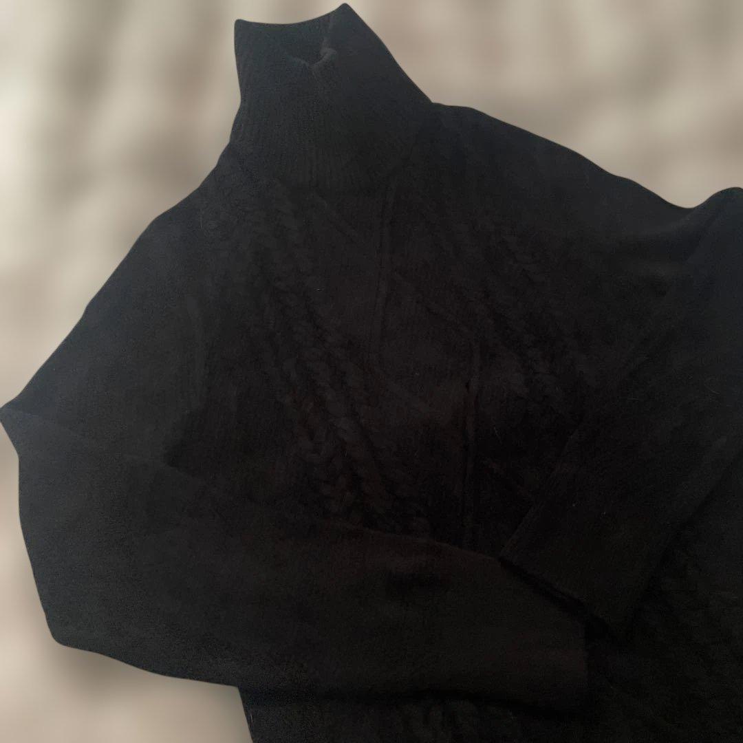 ABYTS佐藤健 ケーブル編みタートルネックニット 黒 - メルカリ