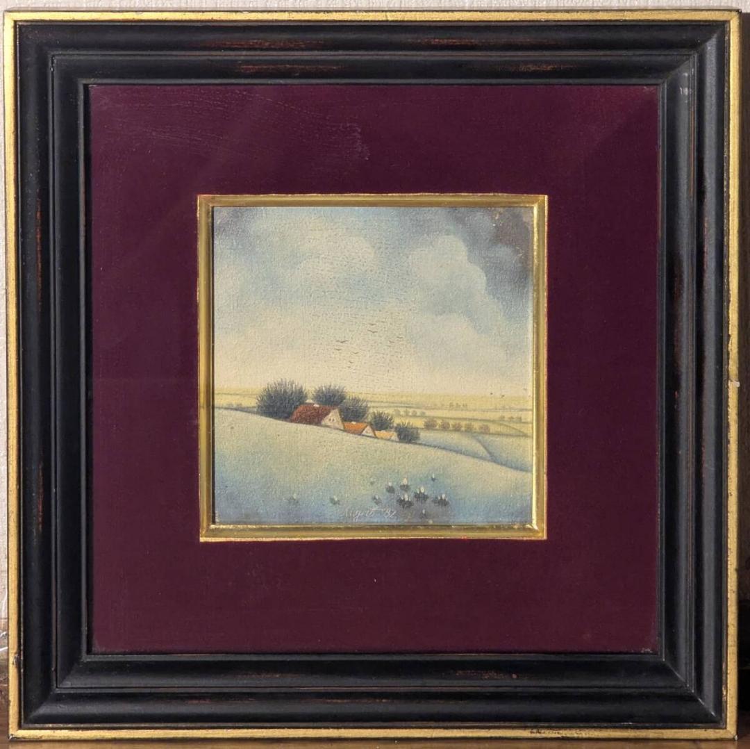 【真作】絵画　ミリッチ　喜びの村　柔らかな風景に癒される一枚　Y113