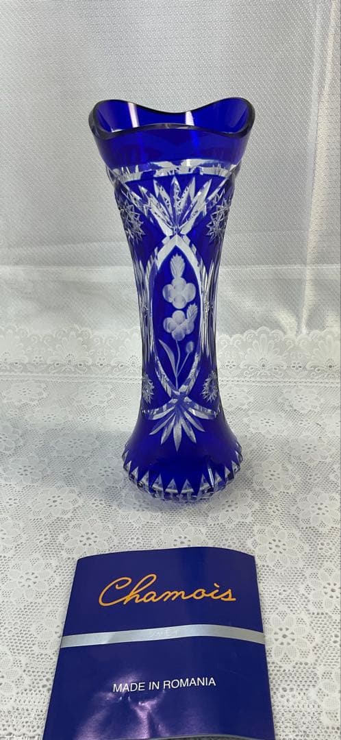 コバルトブルー クリスタル花瓶 ルーマニア製 - メルカリ