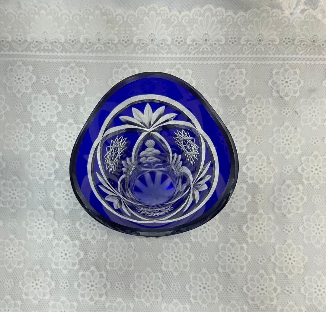 コバルトブルー クリスタル花瓶 ルーマニア製 - メルカリ