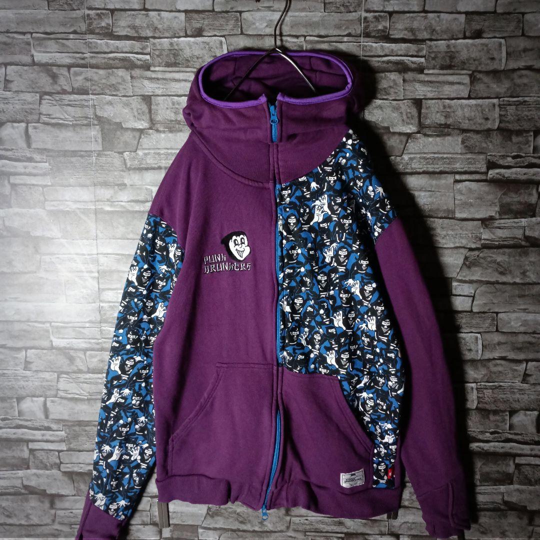 ここまでやる？☆パンクドランカーズ忍者パーカー 切替忍者柄 刺繍 忍者フード