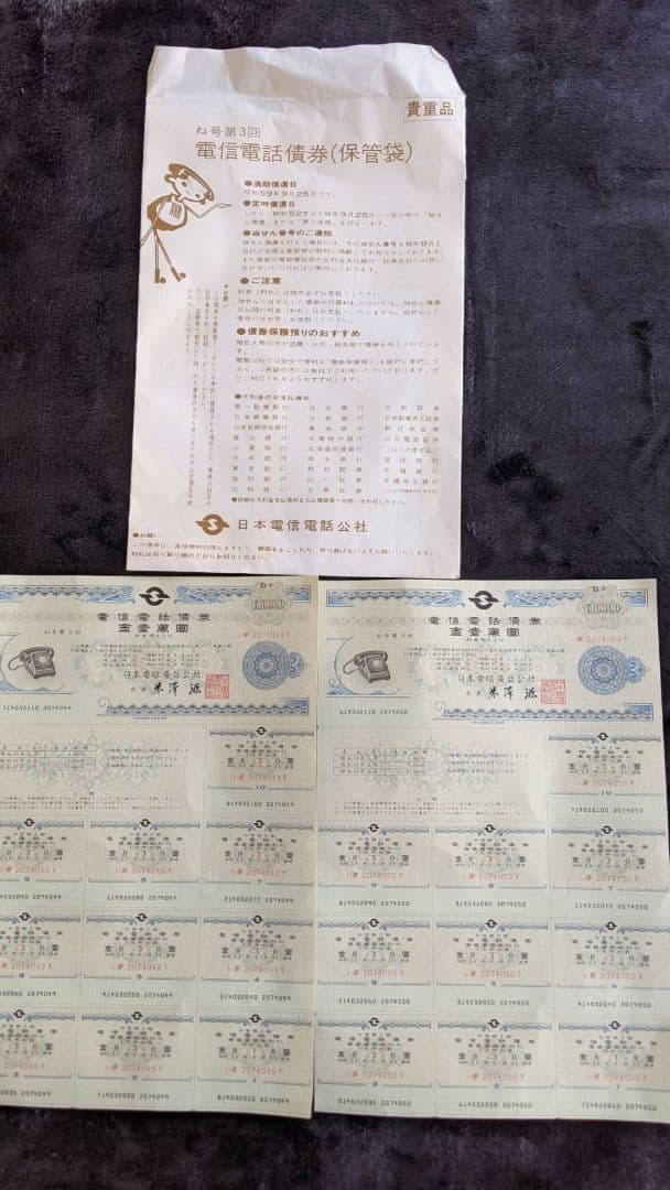 アンティーク 電信電話債券 金壹萬圓 2万円 昭和レトロ 資料 日本電信