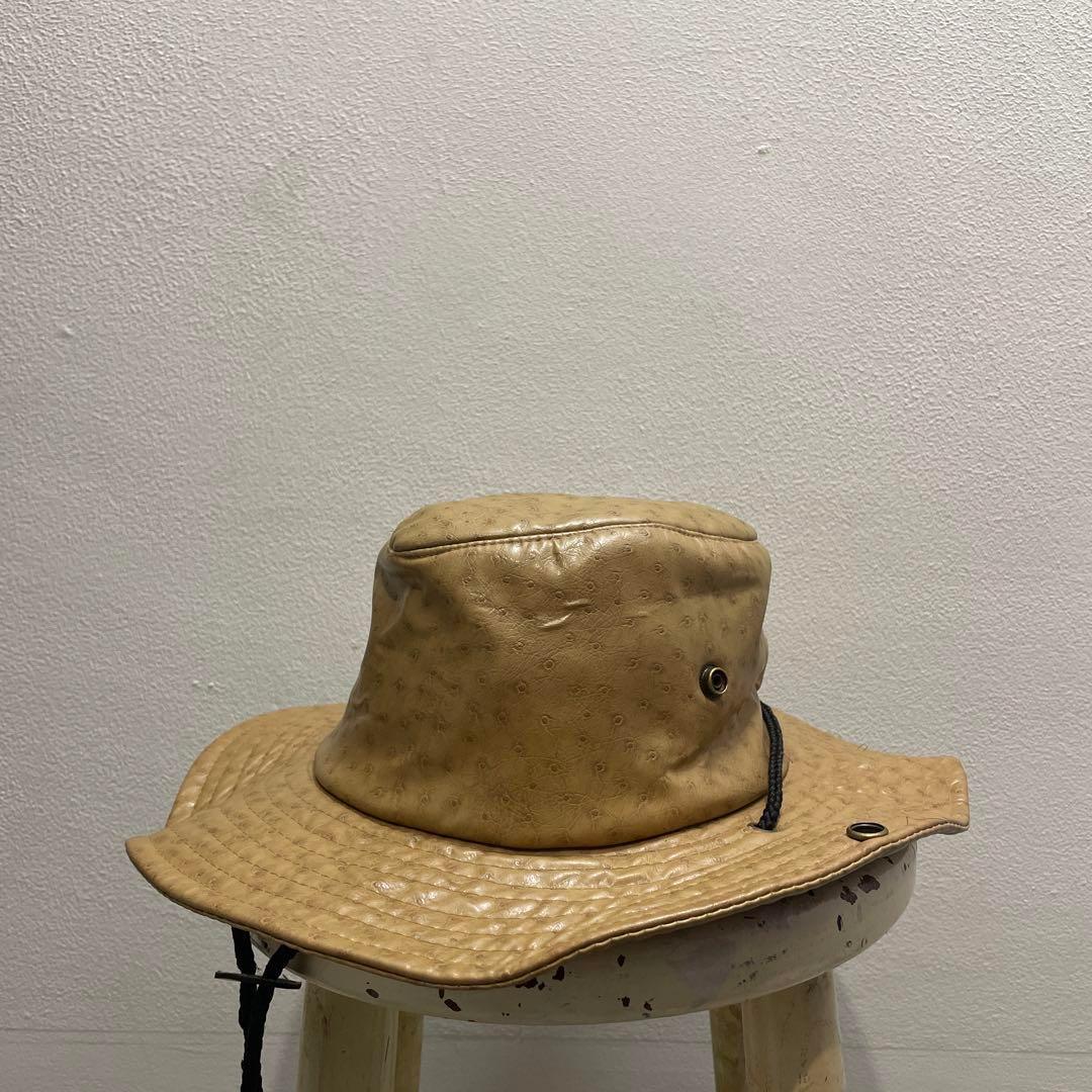 ヨーロッパ ヴィンテージ ハット キャップ 型押し フェイク オーストリッチ 珍