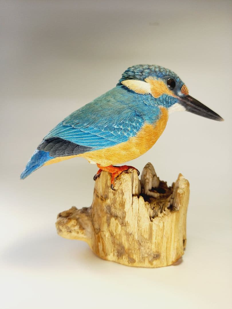 カワセミ 野鳥彫刻 バードカービング 木彫りの鳥 - メルカリ
