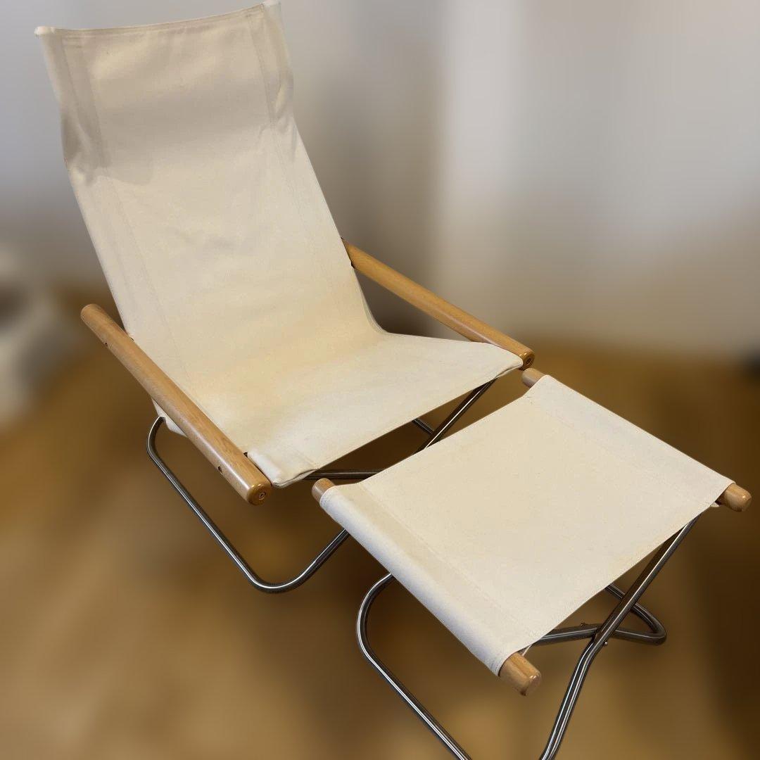 ニーチェアエックス オットマン セット [ホワイト ナチュラル] 使用回数少 ニーチェアエックス オットマン・ナチュラル × ホワイト | D&DEPARTMENT