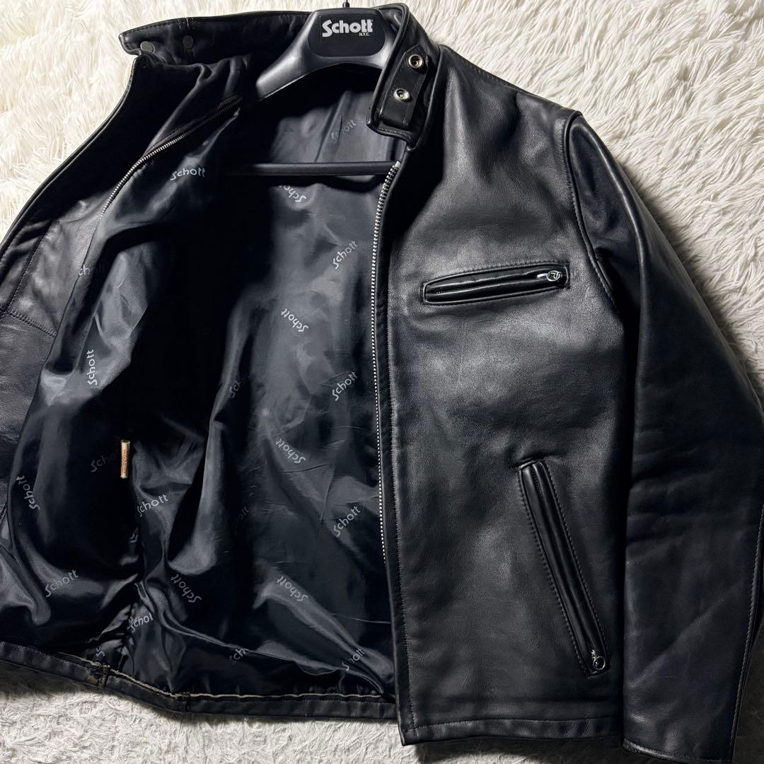 【米国製】schott ライダースジャケット 641 本革　ブラック 36