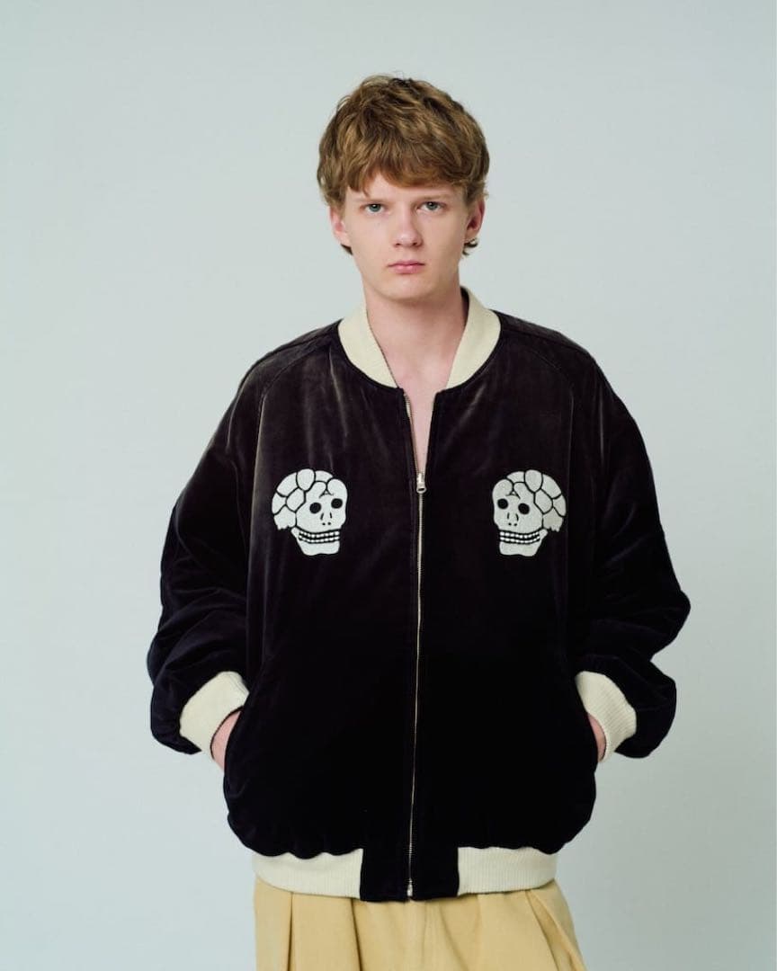 期間限定！L別珍スカジャンスーベニアジャケット両面アダムパテック