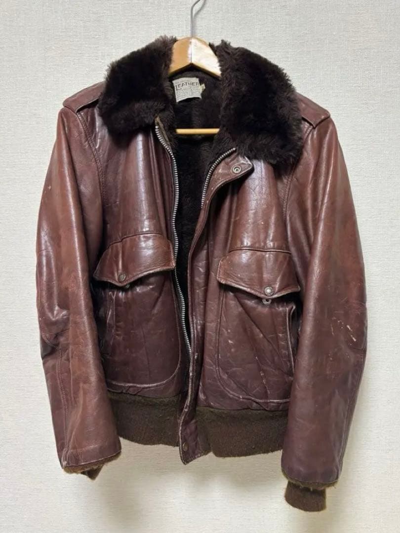 ジャケット・アウター leather bomber jacket