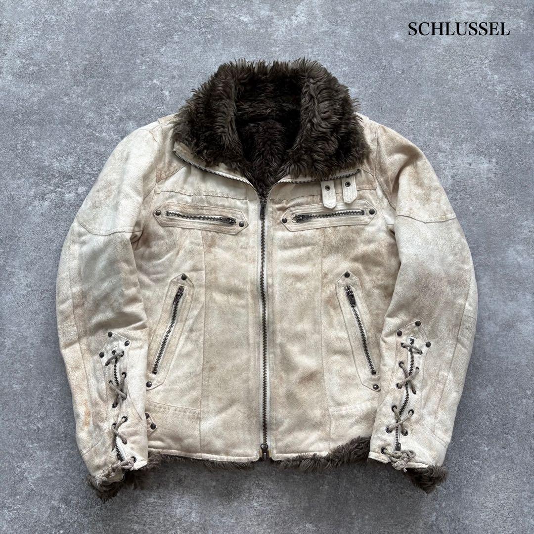 【SCHLUSSEL】 シュリセル フェイクレザー ボアライダースジャケット 719BXlBcwJL.jpg
