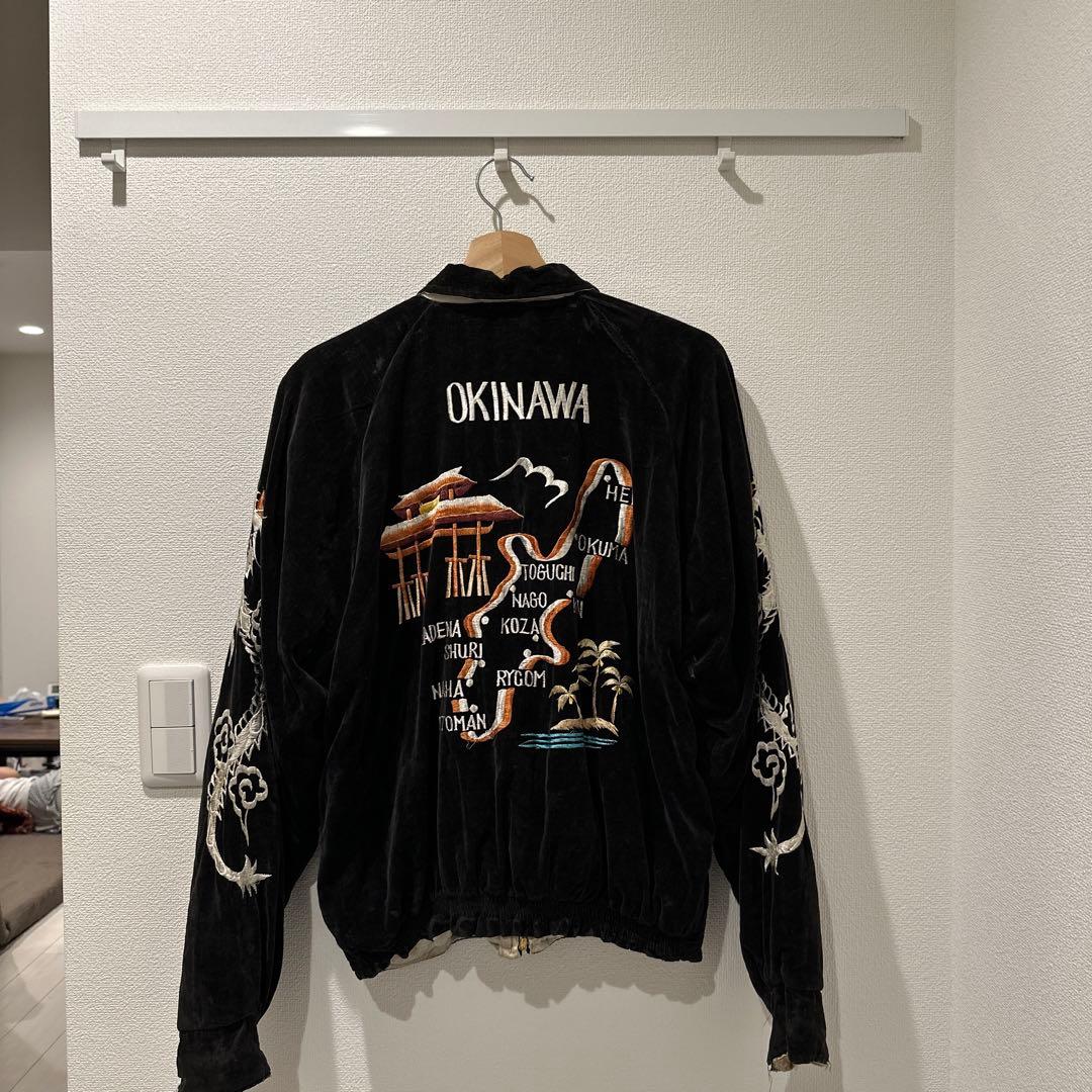 格安‼️50s襟付き スカジャン別珍 スーベニア オキジャン 沖縄マップ