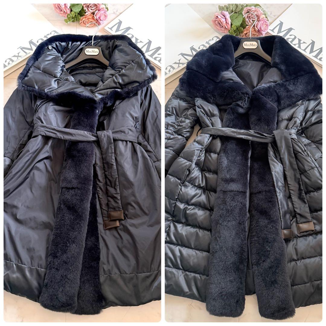 極美品★マックスマーラ リバーシブル ファーショール ダウンコート 女優襟 40