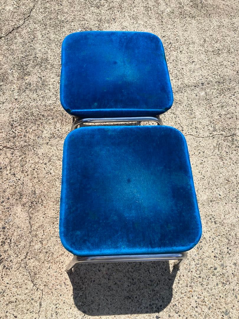 No.186 ゲームセンター　アーケード　チェアー　ゲーセン椅子(青)2脚セット