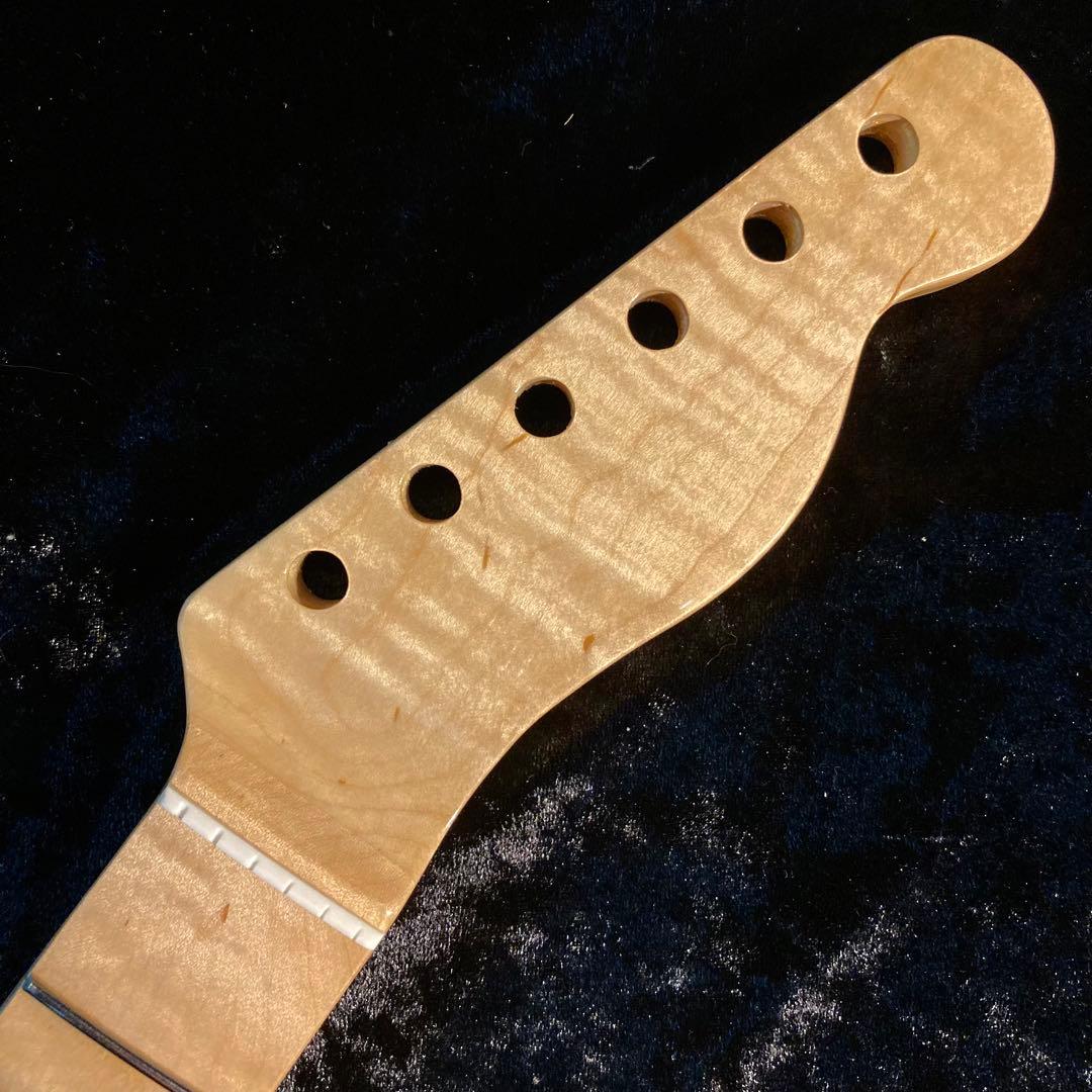 カナダ産フレイムメイプル　エレキギターネック　テレキャスター　ナチュラル