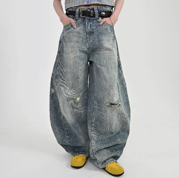 L2079　カジュアルダメージバルーンデニムM　地底人ONLINE