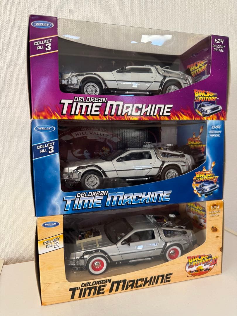 デロリアン 未開封品3点セット 1/24 WELLY製(絶版品 )タイムマシーン
