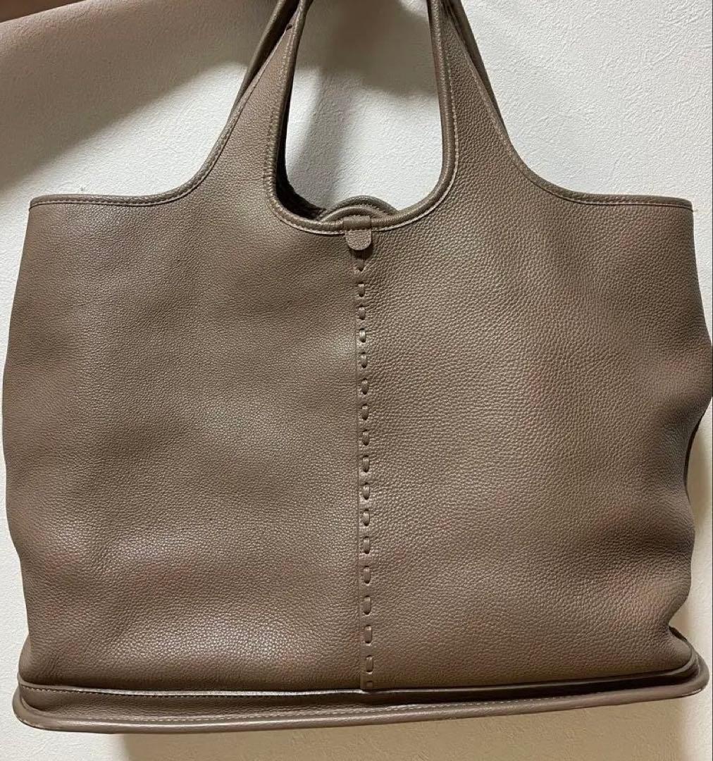 Magnu マヌー トートバッグ 大容量 グレー 革 レザー