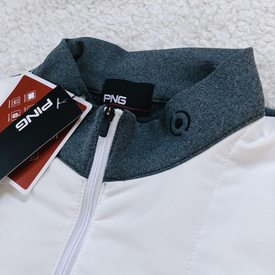 新品】PING 2024年 キルティング ハーフジップシャツ ホワイト L