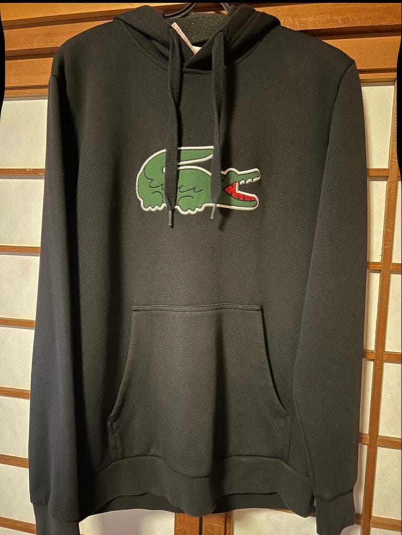 【レア商品】LACOSTE ブラック フード付きパーカー US S
