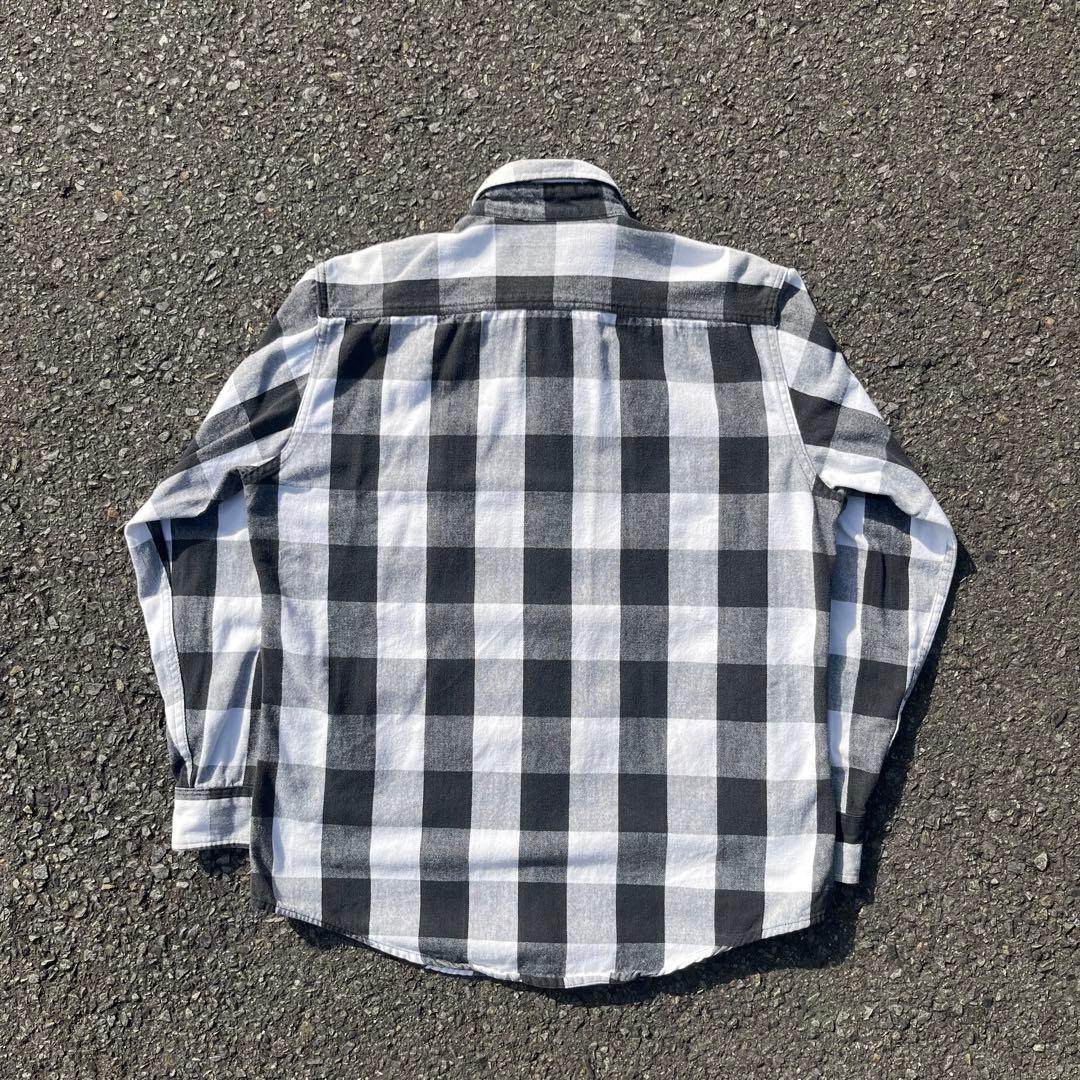 90's ST.JOHN'S BAY ヘビーネルシャツ “白黒ブロックチェック” - メルカリ