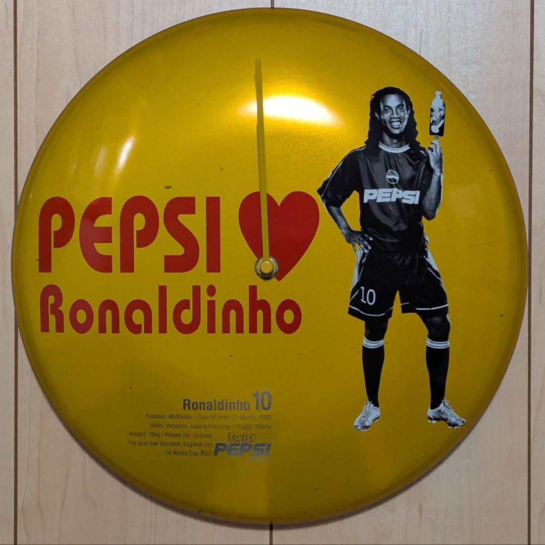 【非売品】ペプシ缶バッチ壁掛時計【ロナウジーニョ】 希少】非売品 ペプシ ビッグバッジクロック ロナウジーニョ 缶バッチ型