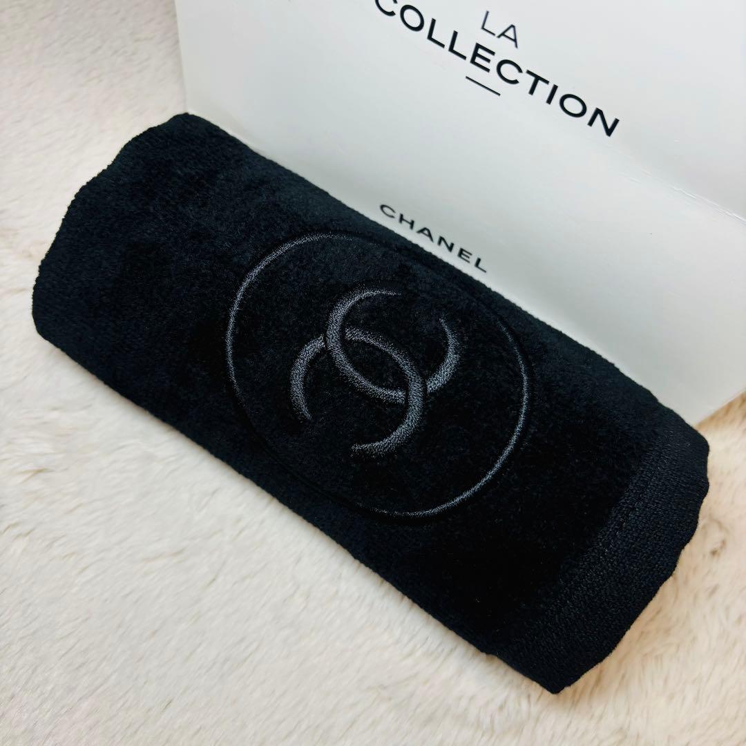 新品 CHANEL ノベルティ ラコレクション タオルハンカチ ブラック
