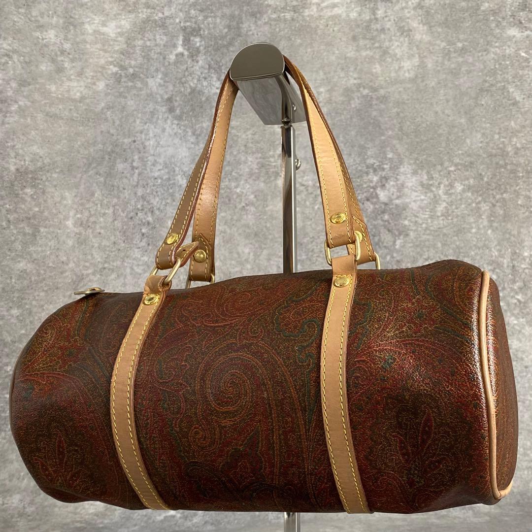 良品 ETRO エトロ ドラム型 ミニ ボストンバッグ ハンドバッグ ペイズリー ETRO - エトロ ハンドバッグ ミニボストンバッグ ペイズリー柄