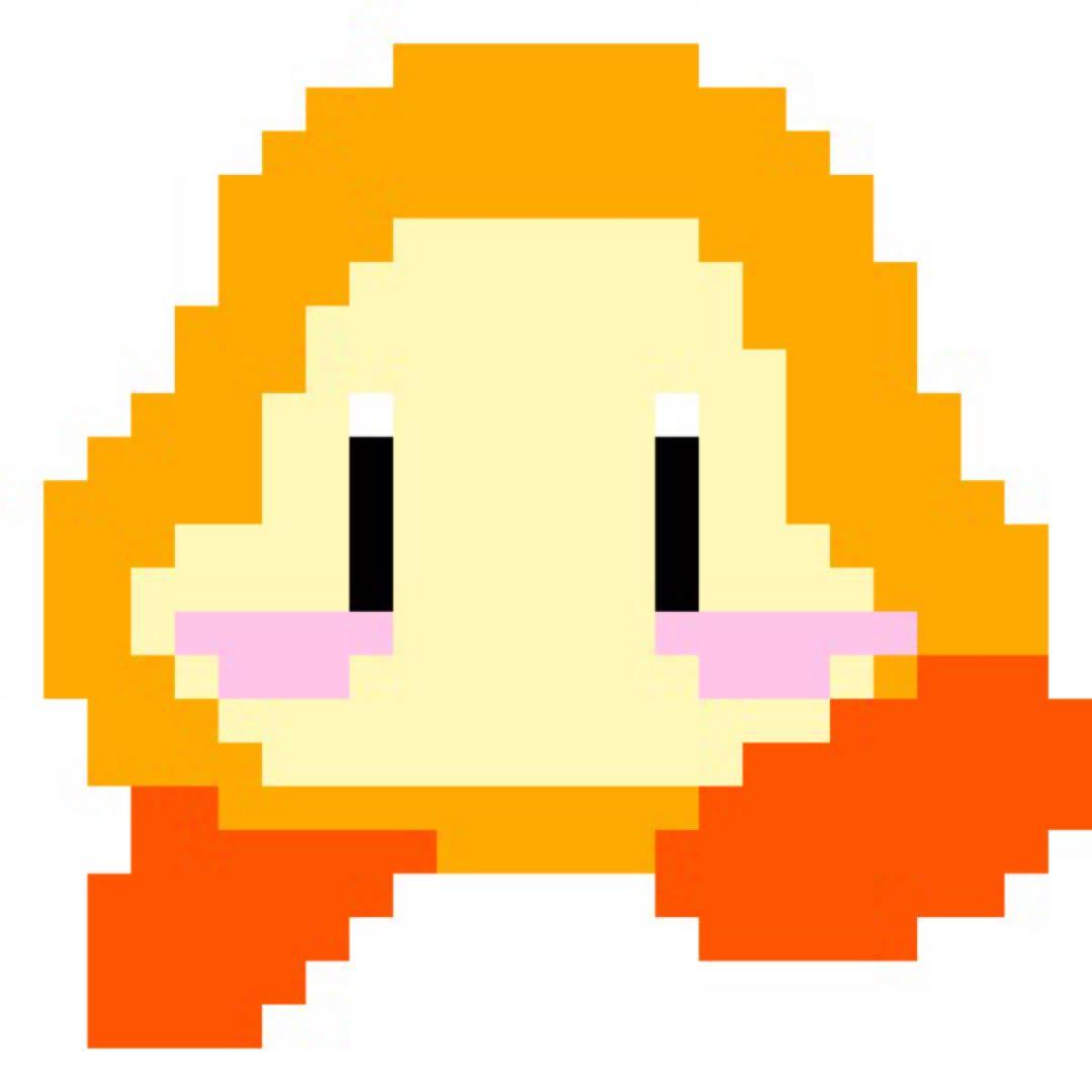 オレンジ ピクセルキャラクター ぬいぐるみ