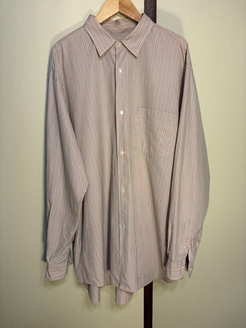 【COMOLI コモリ】ストライプシャツ サイズ4 美品 ピンクベージュ