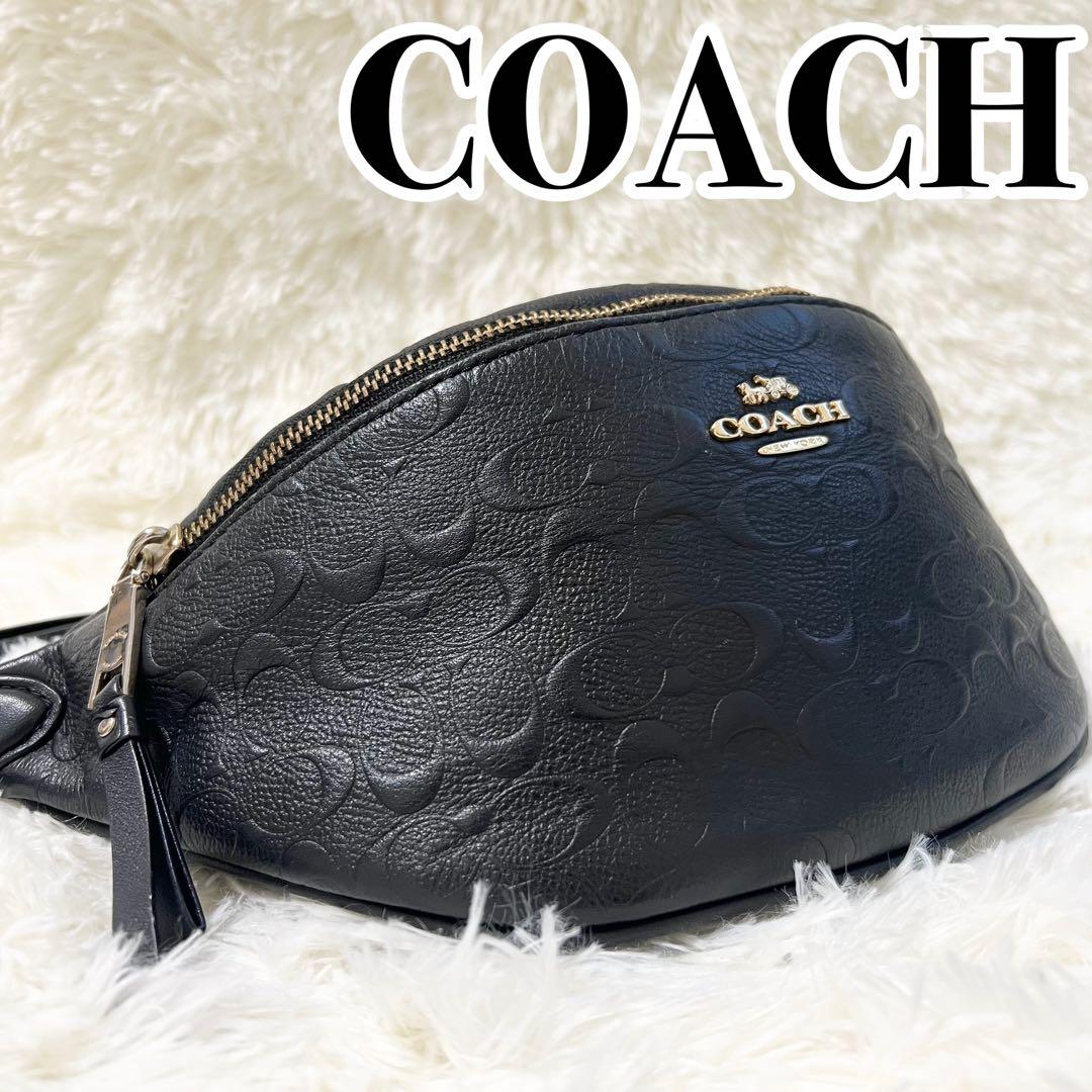 【希少】特別価格 極美品 COACH ウエストポーチ レザー ブラック