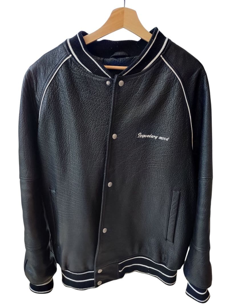 【美品】ZARA 水牛 本革 スタジャン　USA XL ブラック　【2月末まで】