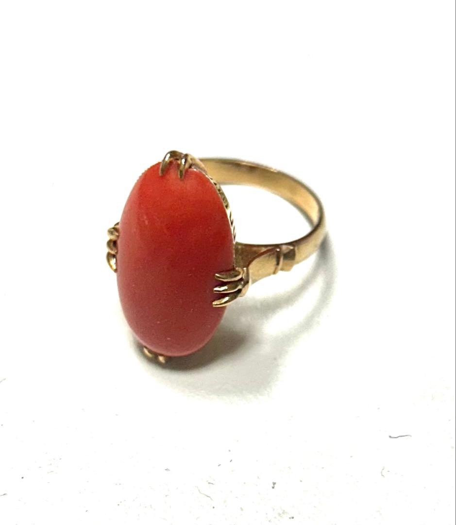 ウ*ト様 K18 内径19mm ピンク石付き リング 約4.5g