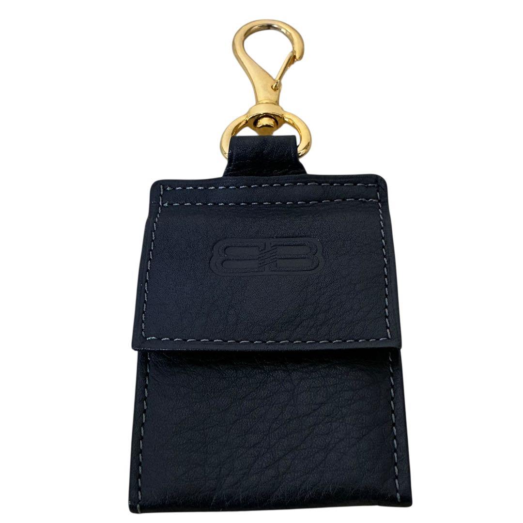 バレンシアガ レザー チャーム キーホルダー 黒 ブラック 金具ゴールド カーフ