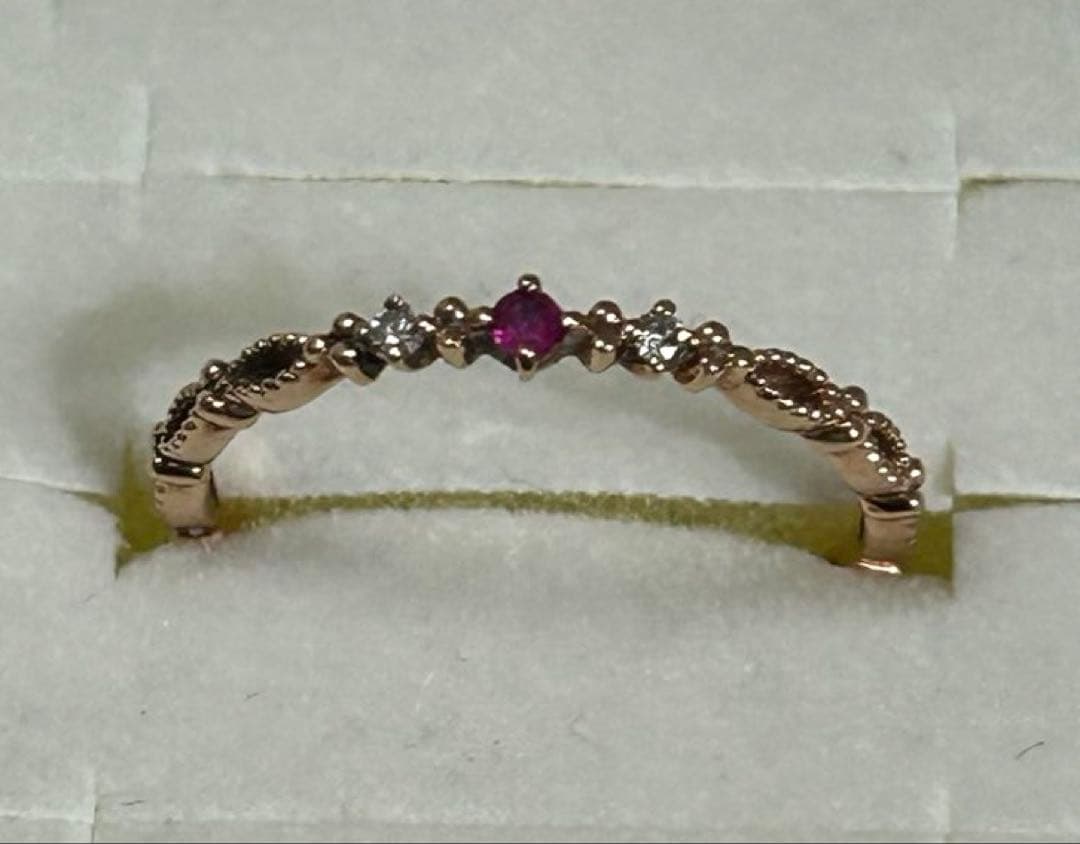 組曲　K10PG ダイヤ　ルビー　リング