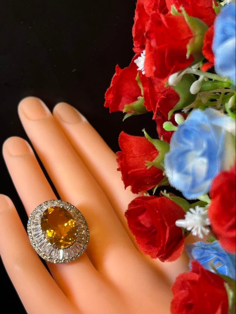 c*e様 天然石シトリン10.00ctサイズ限定9号リング