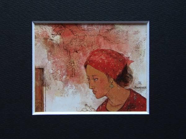 田村能里子、沙壁に憩う、希少画集画、新品額装付、状態良好