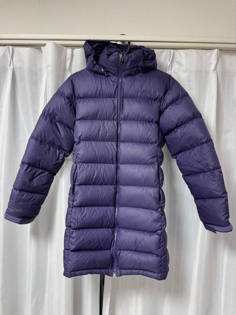 ノースフェイス　パープル フード付き ロングダウンジャケット