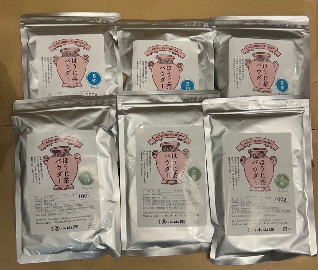 【6袋セット】丸久小山園 ほうじ茶 A 100g 3袋＆ B 100g 3袋 宇治 丸久小山園 製菓用 ほうじ茶パウダーB印 100g 袋 緑茶 京都産