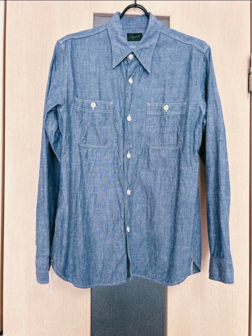 スティーブンソンオーバーオール　シャンブレー　ワークシャツ　サイズM