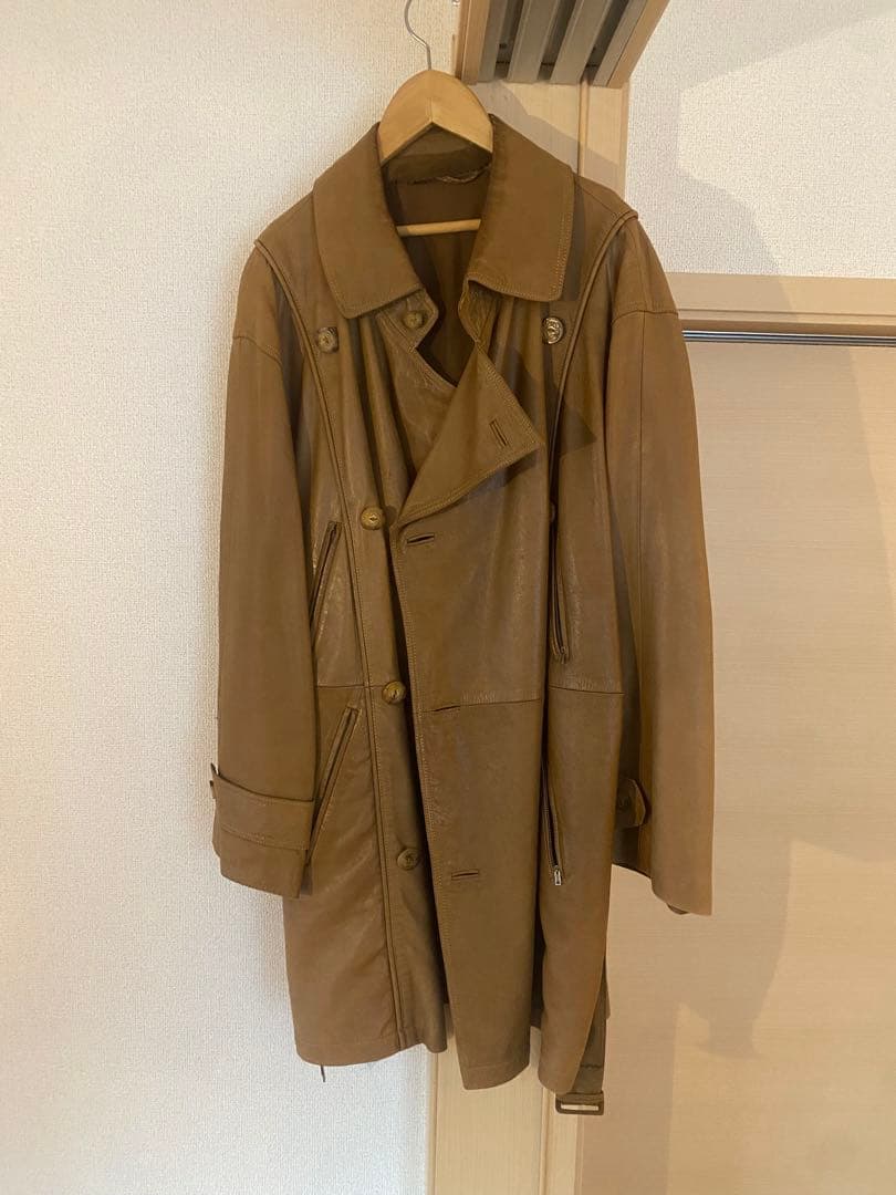LOEWE レザー　トレンチコート LOEWE（ロエベ）トレンチコート ベージュ サイズ:50(XL位) メンズ
