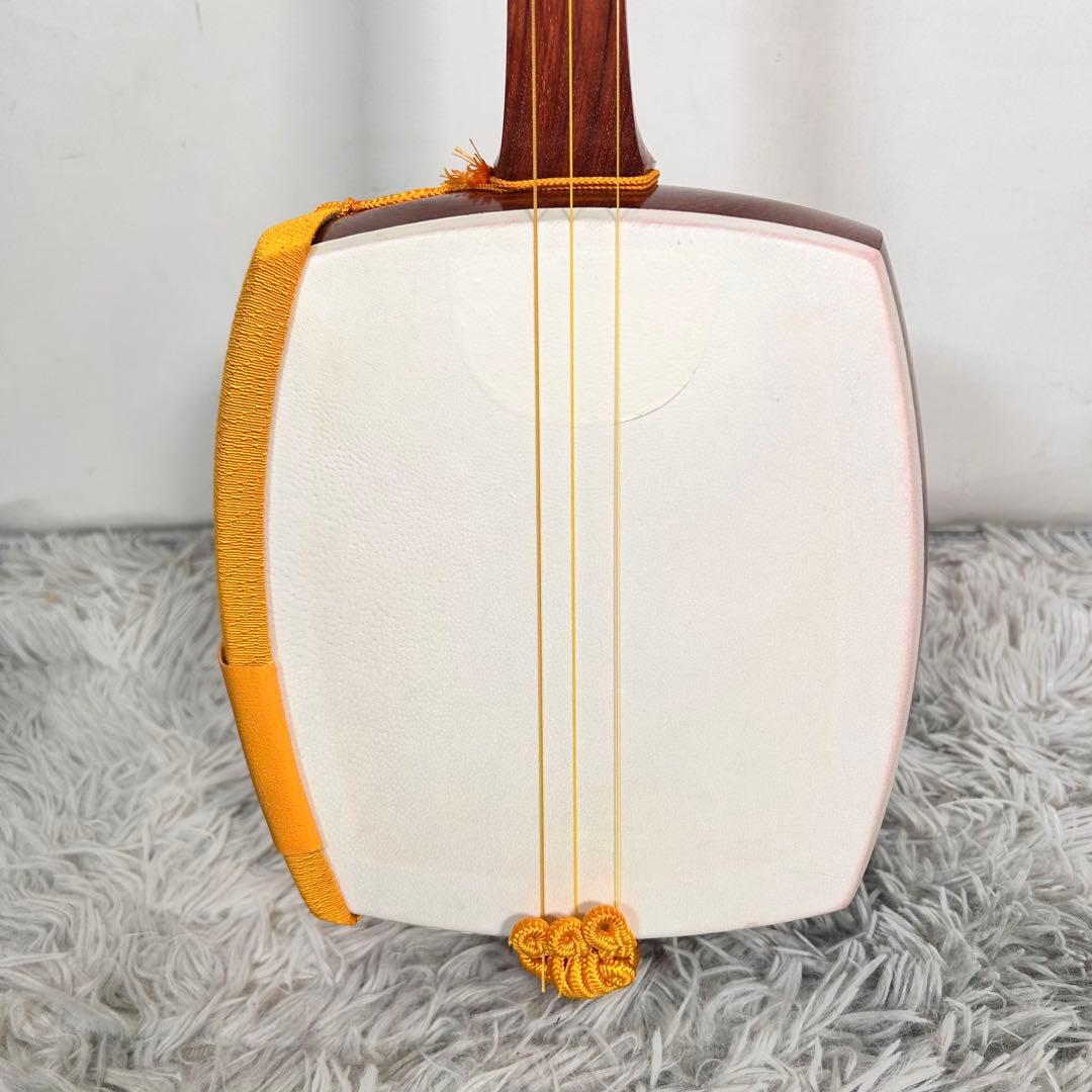 長唄三味線 細棹 花梨 正寸 丸打胴 本皮 皮破れなし 天神